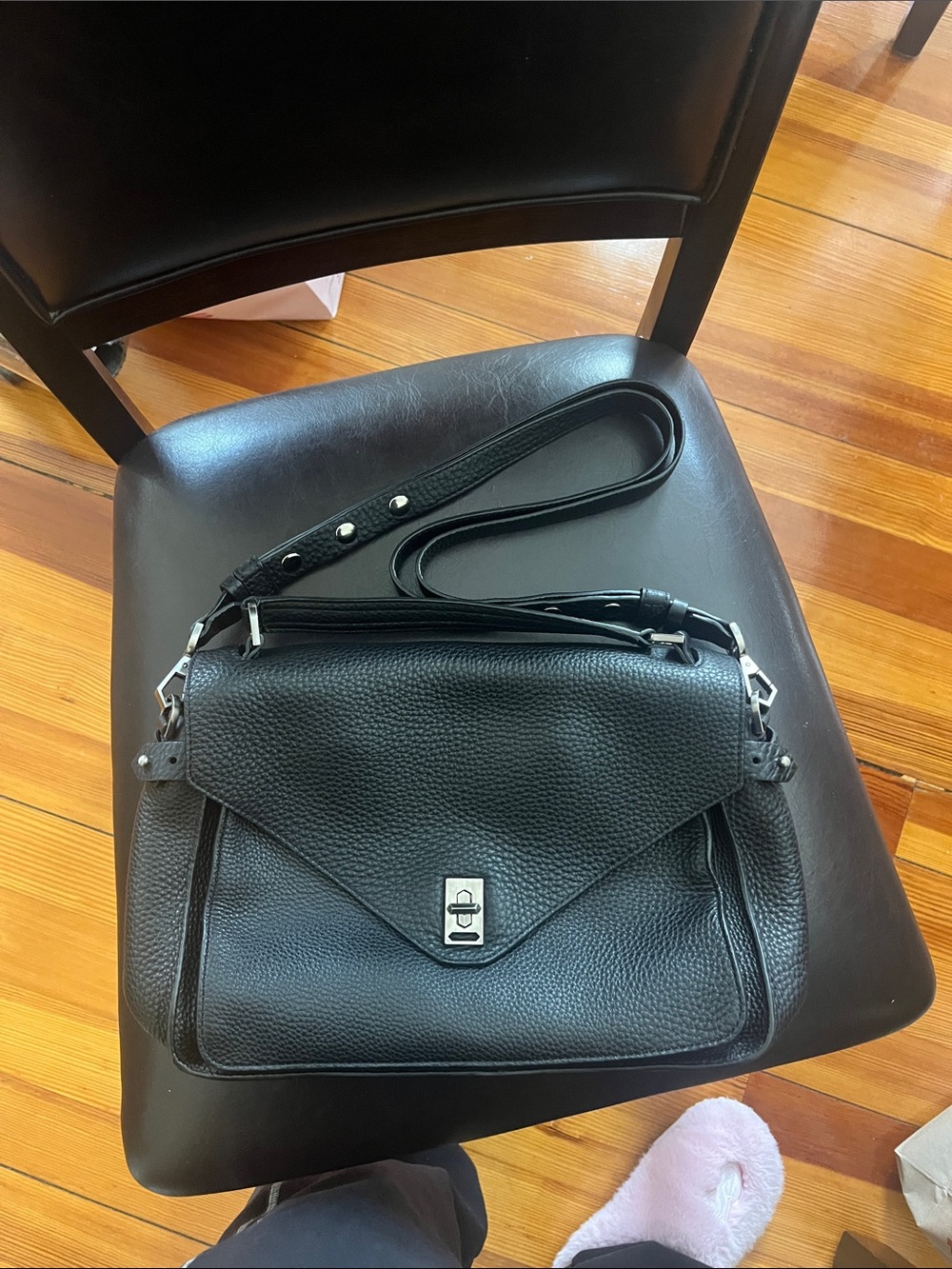 Rebecca Minkoff Darren Black Pebbled Leather Shoulder Crossbody Bag
